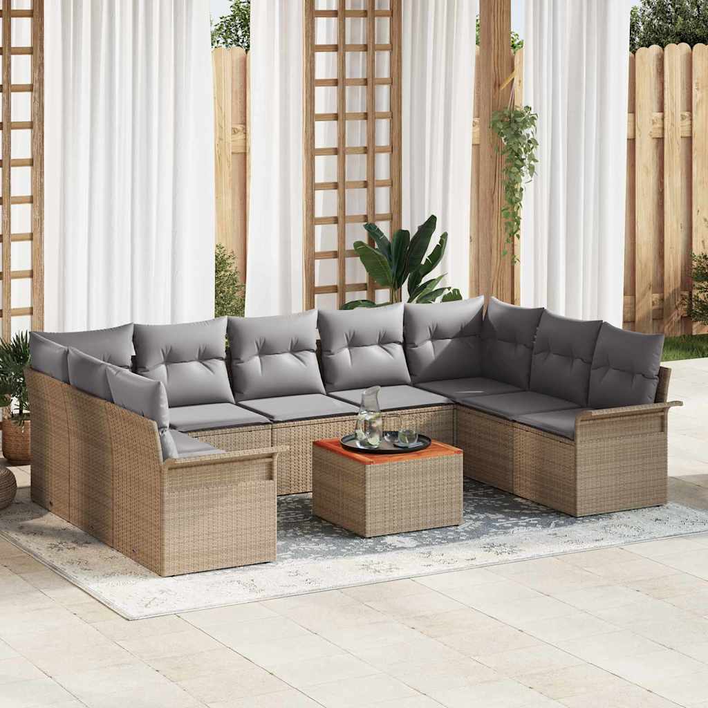Garten-Sofa-Set 10 pcs Beige und Hellgrau 55 x 55 x 37 cm
